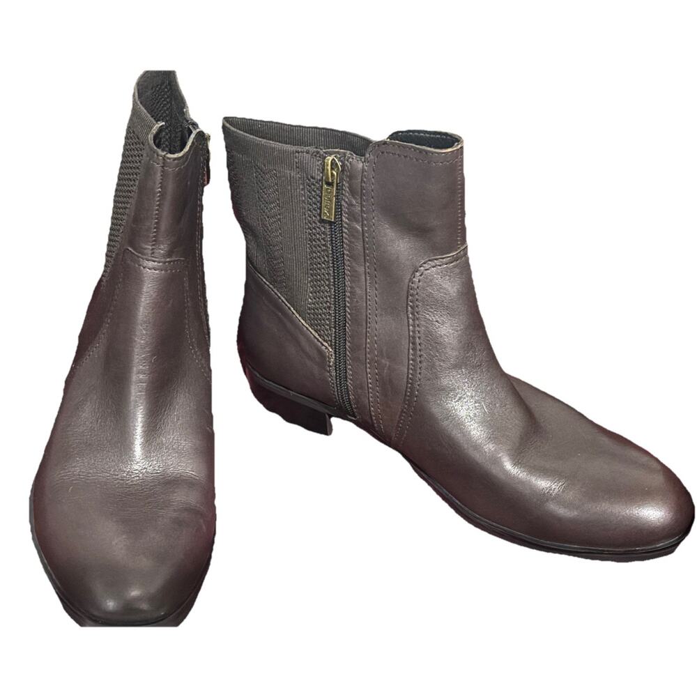 Aetrex Boot Womens EU 42 US 10.5 Brown Leather Zip Kaitlyn Comfort